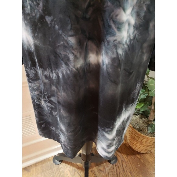 Dress Up Black & White Tie Dye Rayon V-Neck Long Sleeve Knee Length Dress Small - Picture 4 of 12